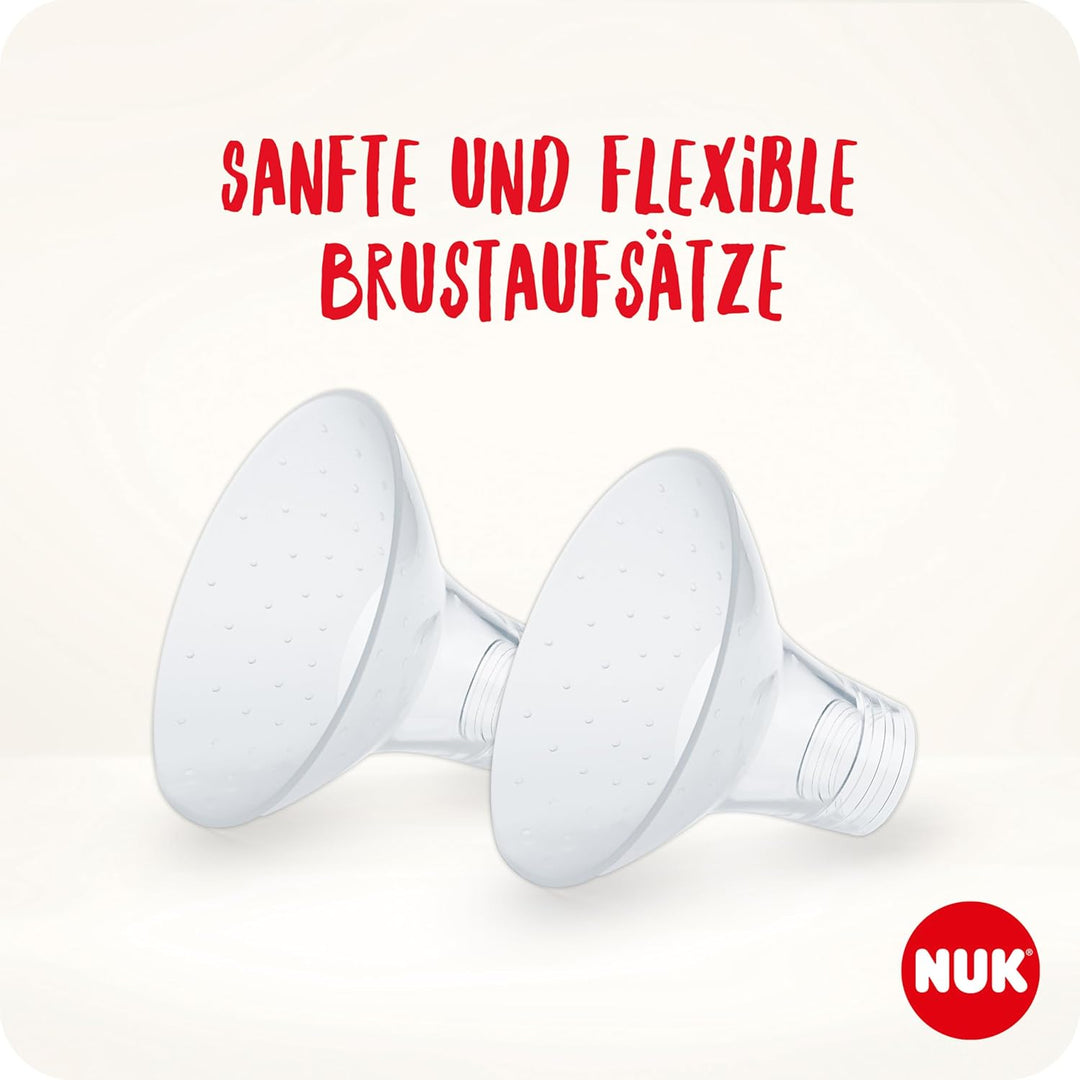 NUK Soft & Easy elektrische Doppel-Milchpumpe | Brustaufsätze aus 100 % Silikon | Klein, leicht und