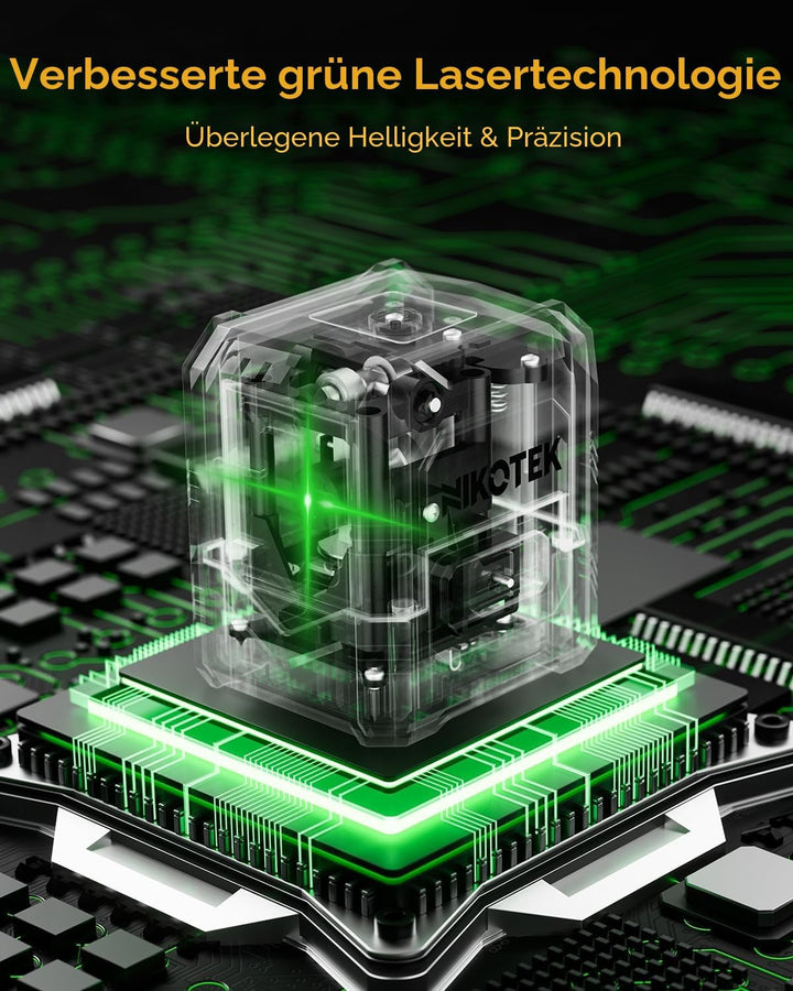 Kreuzlinienlaser, NIKOTEK Laser Wasserwaage (Vertikale/Horizontale Grün Laser, Arbeitsbereich: 15 m,
