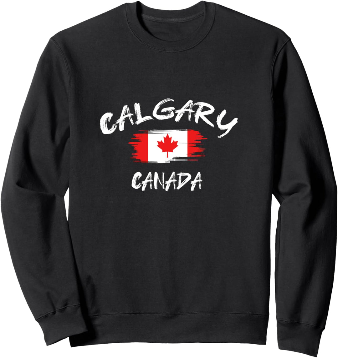 Calgary Canada Souvenir Canadian Country Flag Brushed Sweatshirt
