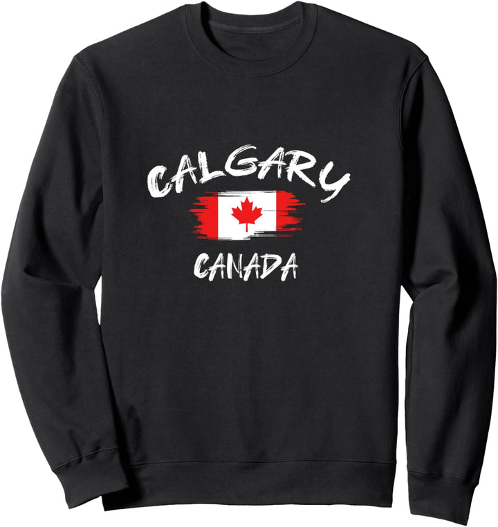 Calgary Canada Souvenir Canadian Country Flag Brushed Sweatshirt