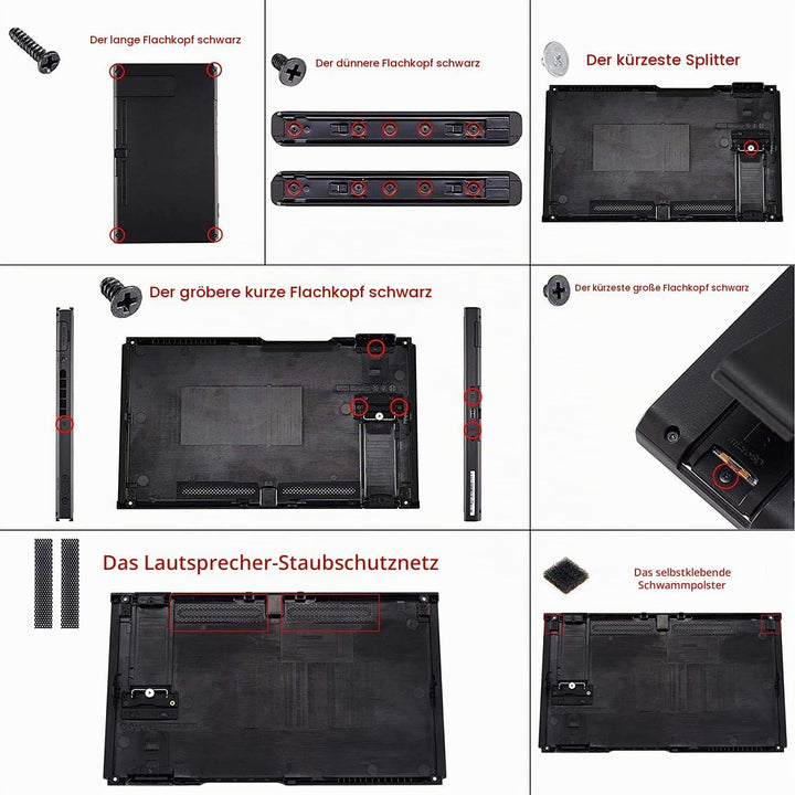 eXtremeRate Hülle Case für Nintendo Switch Joycon/Konsole, Rückgehäuse&amp;Kickstand für Switch Console,