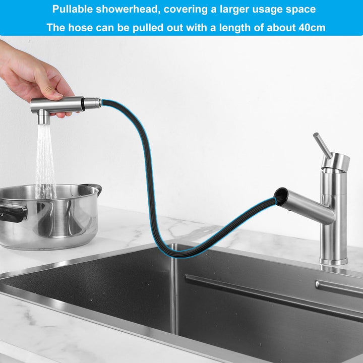 Küchenarmatur Ausziehbar mit 2 Strahlarten, Wasserhahn Küche 150° Drehbar, Einhandmischer Mischbatte