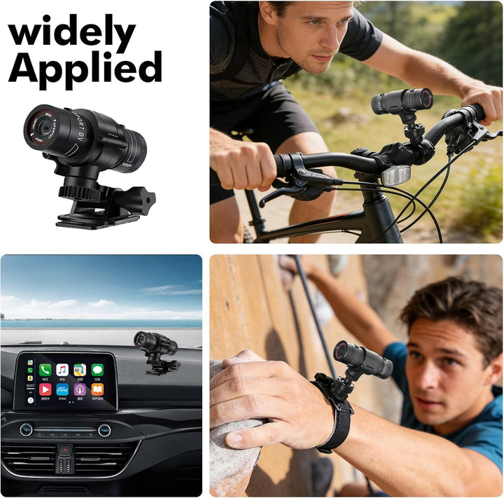 1080P HD Action Cam, 120° Weitwinkel Helmkamera, IP66 Dashcam Fahrrad mit 64GB Speicherkarte & 1000m