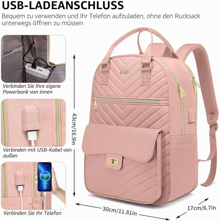 RJEU Schulrucksack Mädchen Teenager,Rucksack Studium Mädchen,Schulranzen Damen mit 15,6 Zoll Laptopf