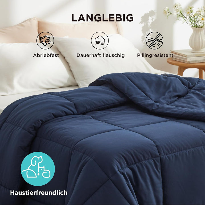 BEDSURE Bettdecke 200x200cm Ganzjahresdecke 4 Jahreszeiten, Steppdecke für Allergiker 300GSM Duvet 2