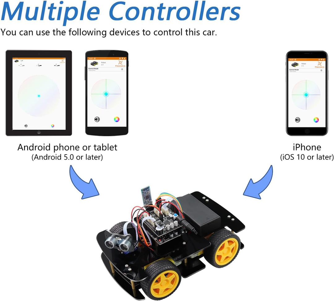FREENOVE 4WD Car Kit (Compatible with Arduino IDE), Line Tracking, Obstacle Avoidance, Ultrasonic Se