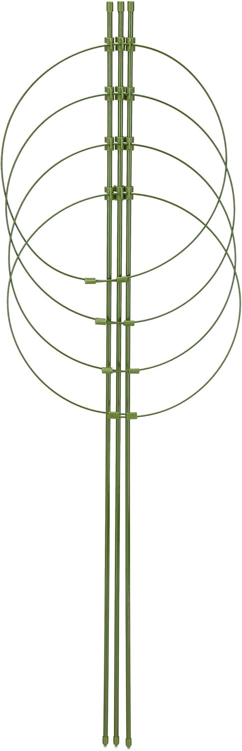 Relaxdays Rankhilfe, 5er Set, 4 Ringe, HxD: 90 x 28 cm, Blumen & Nutzpflanzen, Metall & Kunststoff,