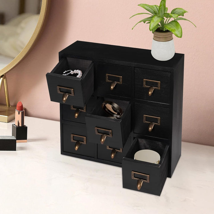 Schubladen Apotheker Schrank Apotheker-Holz-Vintage Schubladenbox mit 9 Schubladen für Schlafzimmer