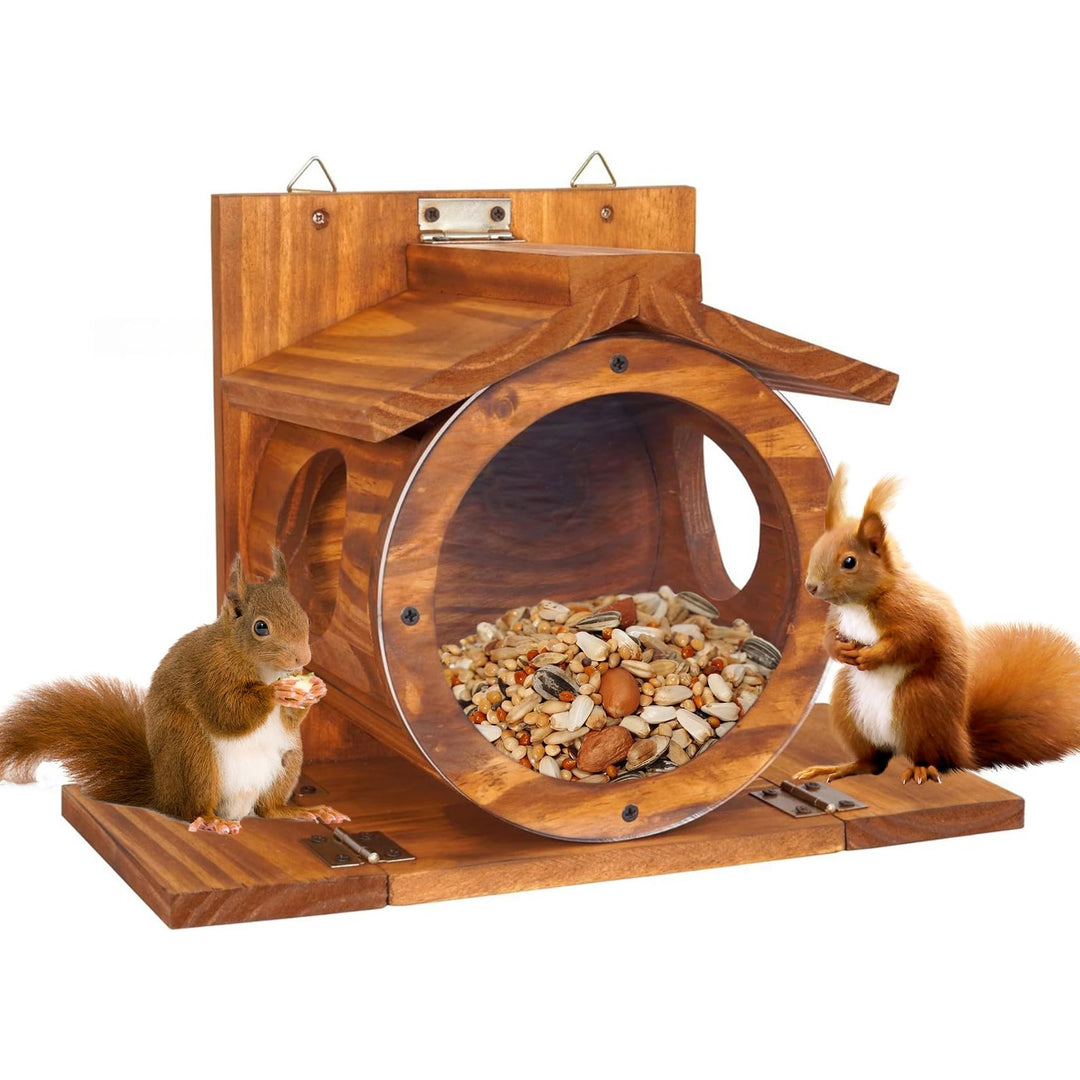 Robuster eichhörnchen futterhaus Wetterfestes Holzdach eichhörnchen kobel mit rundem transparentem F