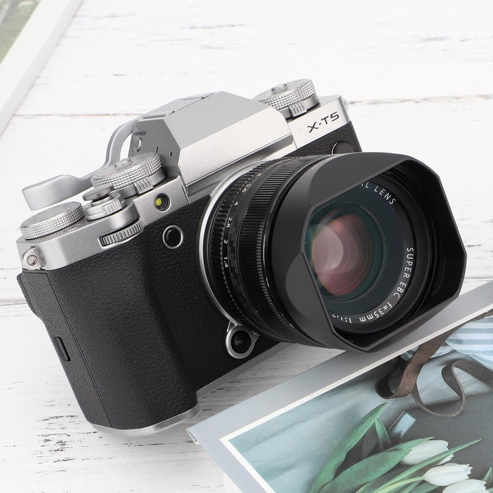 Haoge LH-X53B Gegenlichtblende aus Metall, quadratisch, für Fujifilm Fuji Fujinon XF 35 mm F1.4 R /