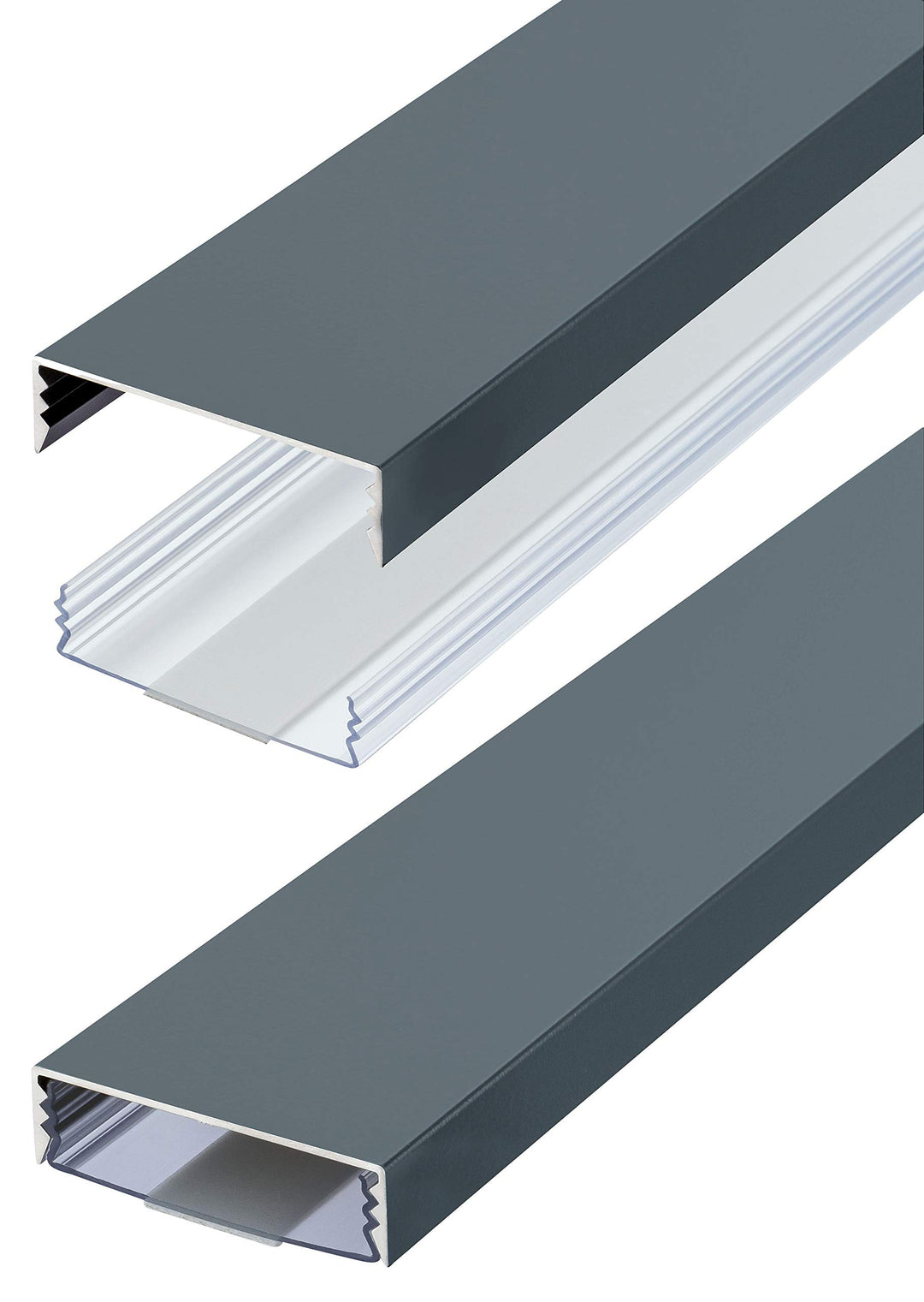 Flacher Design Aluminium Kabelkanal lackiert in Anthrazit RAL7016 Seidenmatt selbstklebend 50 mm x 1
