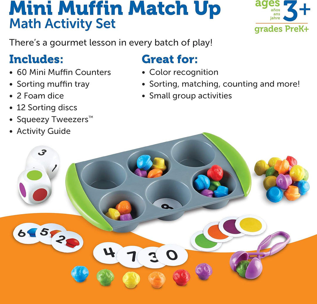 Learning Resources Mini-Muffin Sortier- und Zählspass, Mathematikspiel für Kinder, frühe Rechenferti