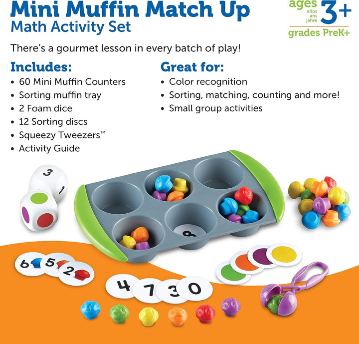 Learning Resources Mini-Muffin Sortier- und Zählspass, Mathematikspiel für Kinder, frühe Rechenferti