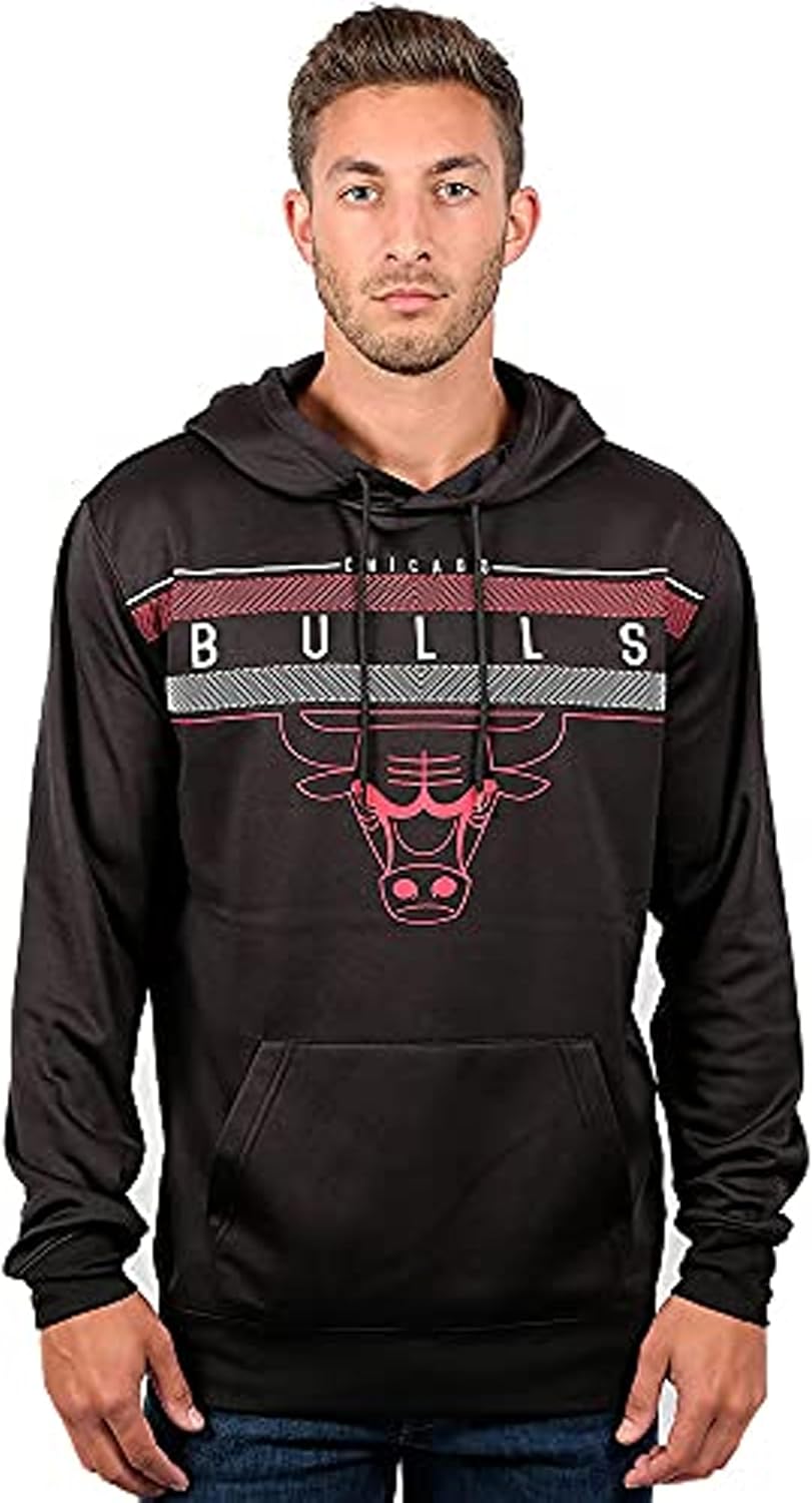 Ultra Game Erwachsene Poly Midtown NBA Herren Fleece Hoodie Pullover Sweatshirt Chicago Bulls L Schw