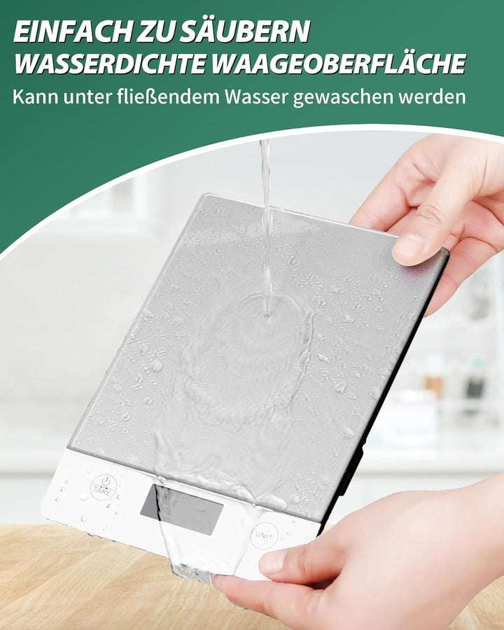 Küchenwaage Digital 10KG Küchenwaagen Glas Digitale Waage Wasserdicht Elektronische Haushaltswaage z
