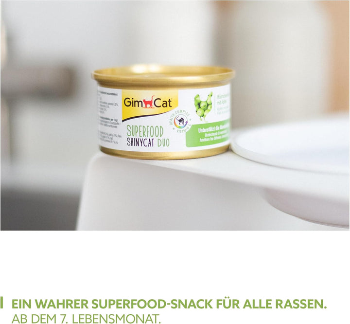 GimCat Superfood ShinyCat Duo Hühnchen mit Apfel - Katzenfutter mit saftigem Filet ohne Zuckerzusatz