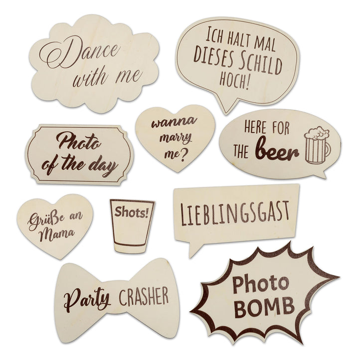Holzura Fotobox Accessoires Hochzeit Requisiten, Schilder aus Holz mit Sprüchen, Wedding Props Zubeh