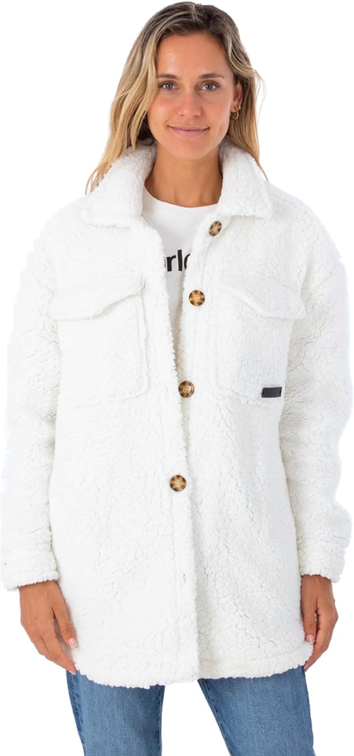Hurley Damen Sherpa Shacket Jacke, Marshmallow