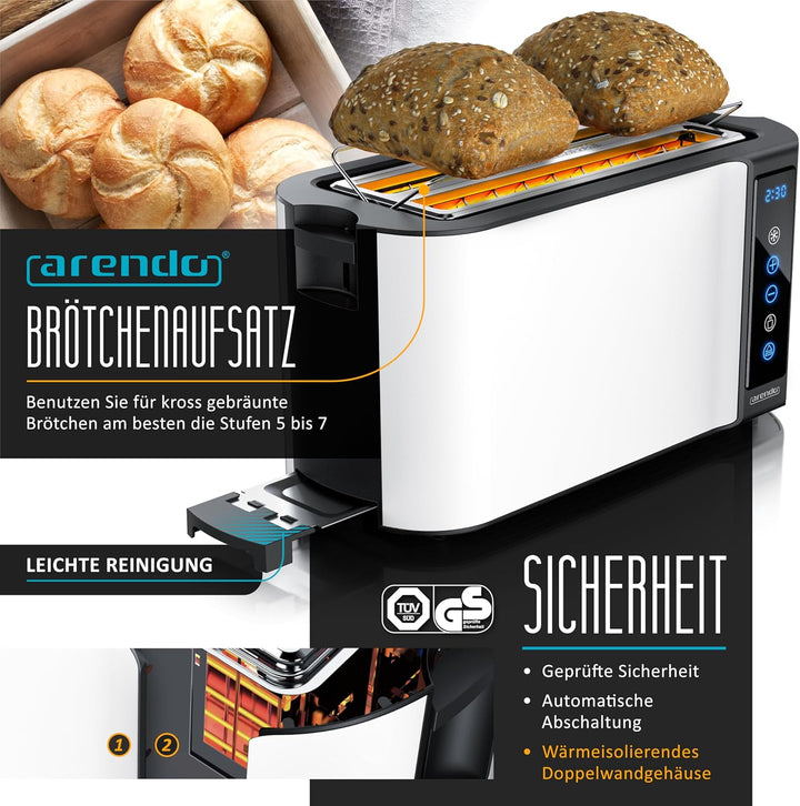 Arendo - Wasserkocher Toaster SET - Edelstahl - Wasserkocher mit Temrpatureinstellung - 45-100 Grad