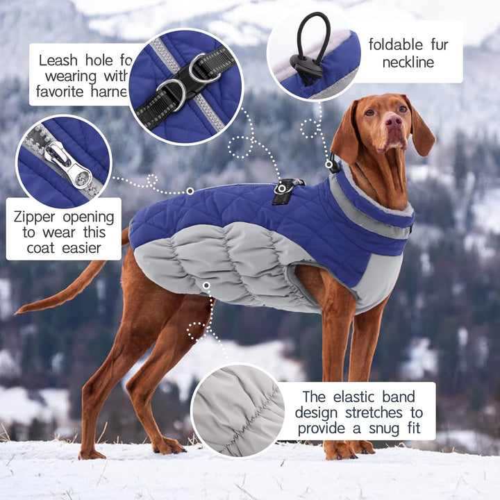 Kuoser Hundejacke Wintermantel für Grosse Hunde - Wasserdicht Winterweste Mit Geschirr - Warme Jacke