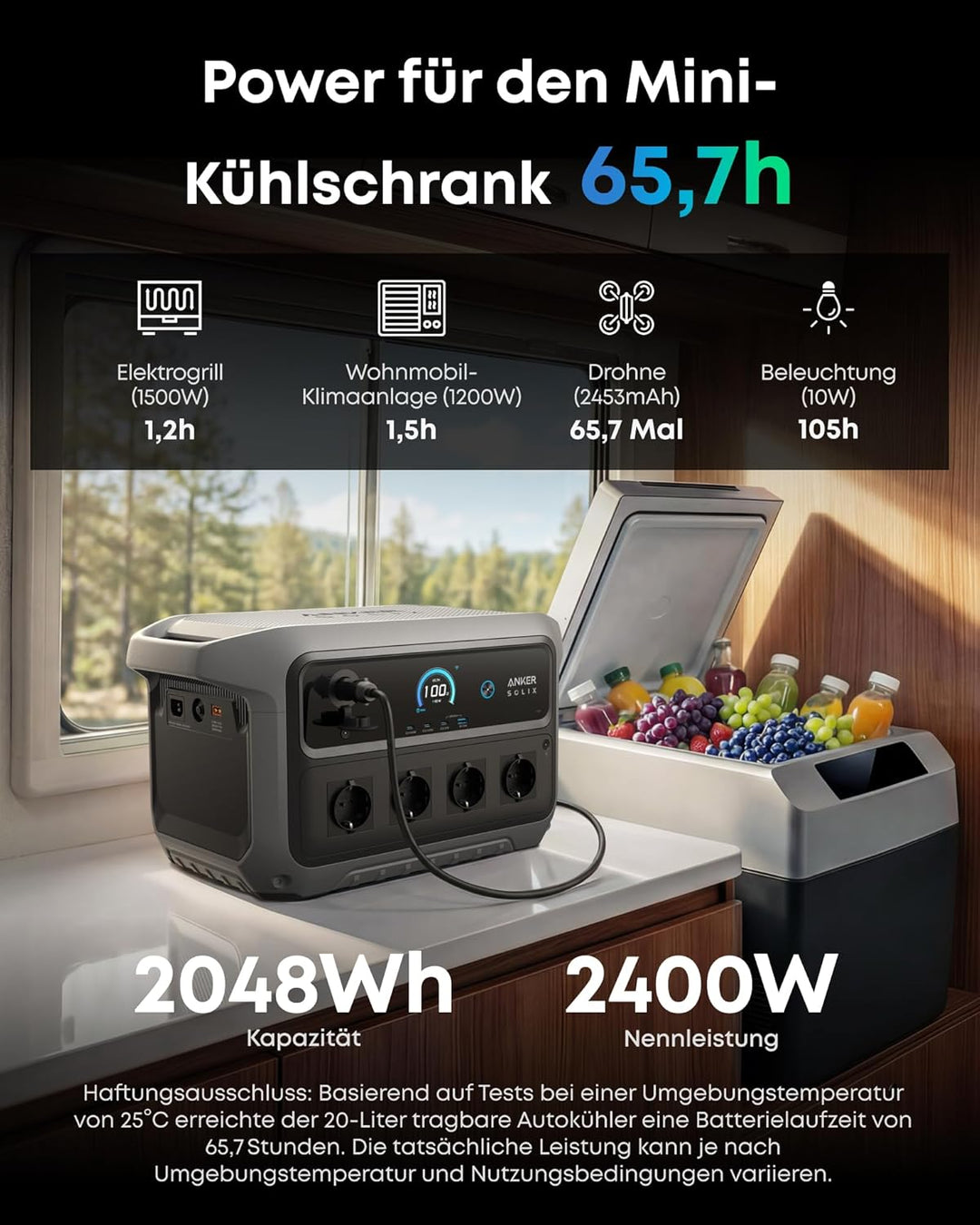 Anker SOLIX C2000 Gen 2 Tragbare Powerstation mit 200W Solarpanel, 2400W (Spitzenleistung 4000W) Sol