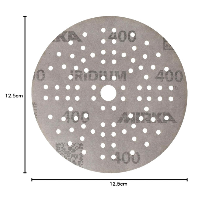 Mirka Schleifpapier Iridium Ø 125 mm Klett 89-Loch Korn 400 100 Stk | Premium Schleifpapier Korn 400