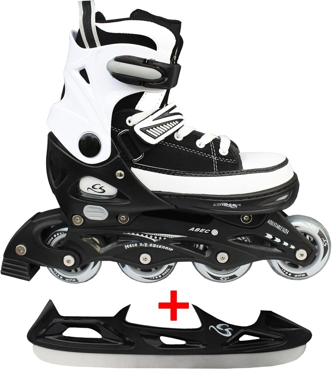 Cox Swain Sneak 2in1 grössenverstellbare Kinder Inline Skates und Schlittschuhe mit PU Gummirollen s