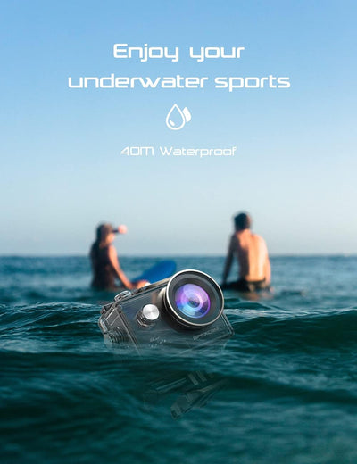 Apexcam 4K Action cam 20MP WiFi Sports Kamera Ultra HD Unterwasserkamera 40m 170 ° Weitwinkel 2.4G F