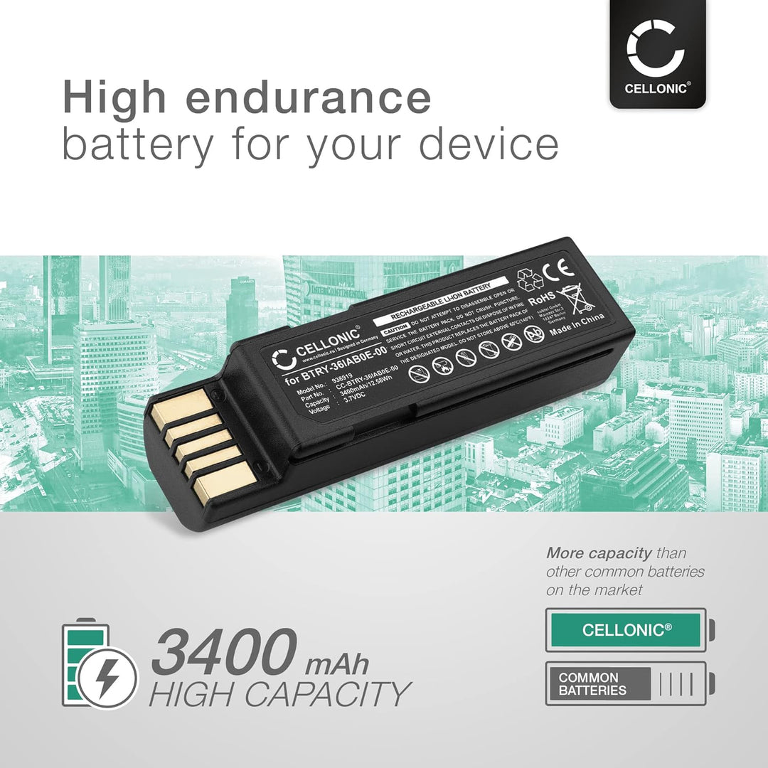 CELLONIC, Barcode-Scanner Akku kompatibel mit Zebra DS3678, LI3678, DS3600 (3400mAh, 3.7V)