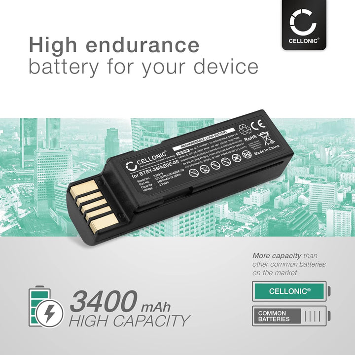 CELLONIC, Barcode-Scanner Akku kompatibel mit Zebra DS3678, LI3678, DS3600 (3400mAh, 3.7V)