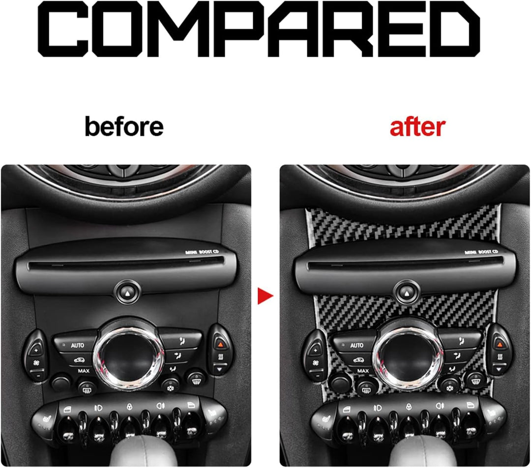 KUNGKIC Auto Zentraler Steuerknopf Panel Abdeckung Kohlefaser Innenraum Dekorativ für Mini Cooper Cl