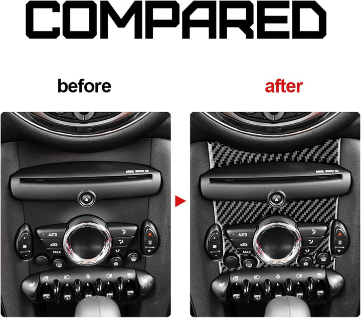 KUNGKIC Auto Zentraler Steuerknopf Panel Abdeckung Kohlefaser Innenraum Dekorativ für Mini Cooper Cl