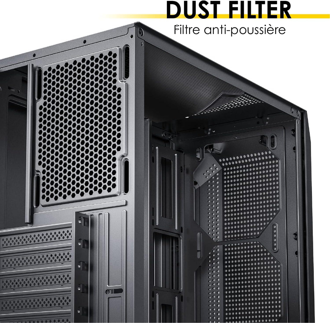 EMPIRE GAMING - PC-Gehäuse Gamer Ruby – ARGB Mittelgrosser Tower ATX, MATX, ITX – Netzblende – Seite