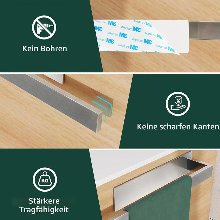 Vista Handtuchhalter Kleben SUS304 Edelstahl Handtuchhalter ohne Bohren Langlebig &amp;Stabil Badezimmer