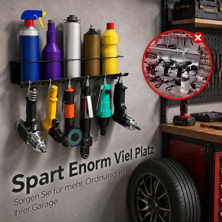 Sprühflaschen-Halterung 2er-Set, Aufbewahrungsregal mit 5 Fächern + 6 Schlitzen, Für Garage, Werksta