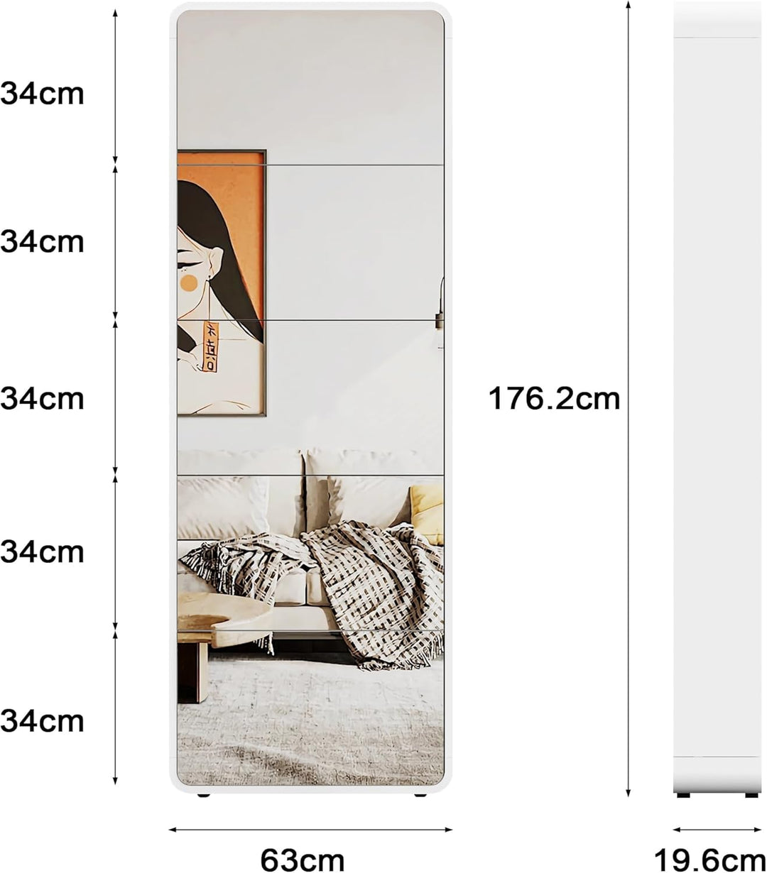 Spiegel-Schuhschrank mit 5 Flip-Schubladentüren, freistehender Schuhregal, schmaler Schuh-Organizer-