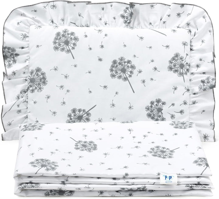 Pepi - Bettwäsche Weiss Rüschen - Kissen 25×35 und Bettdecke mit Füllung 55×75 - Musselin Bettwäsche