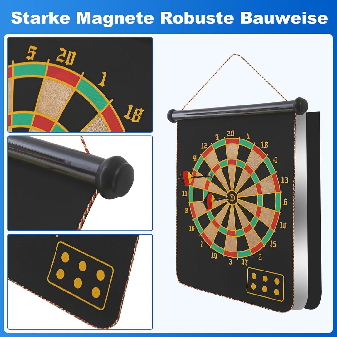 Magnetisch Dartscheibe Kinder Doppelseitige Dartscheibe mit 12 Dartpfeilen & 6 Ersatzflügel, Outdoor