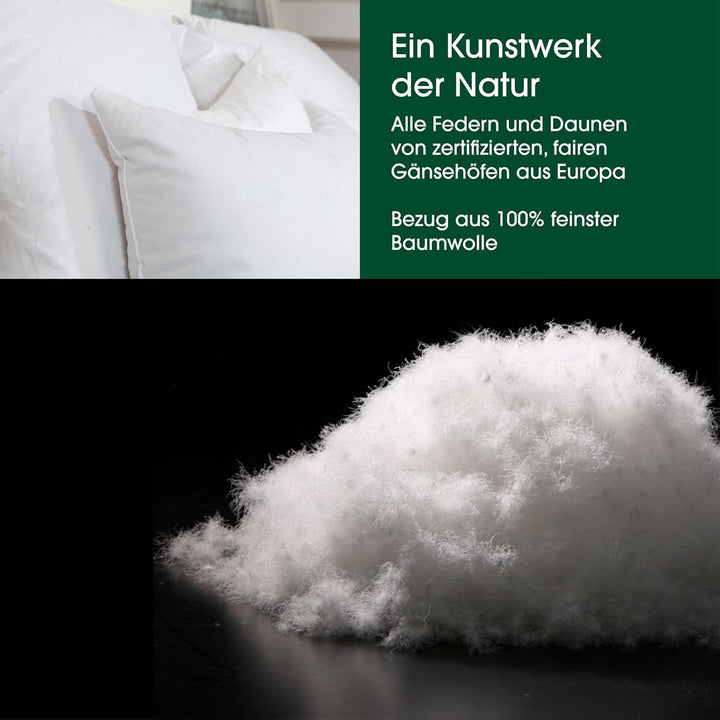 HANSKRUCHEN® Premium de Luxe Daunendecke 155x220 cm - Medium / Ganzjahresdecke - Made in Germany Kas
