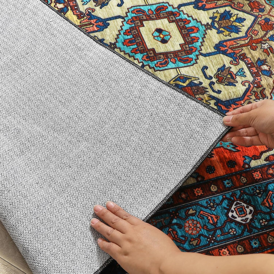 WONGS BEDDING Boho Teppich Wohnzimmer Schlafzimmer Kurzflor Teppiche Waschbar Weich rutschfest Vinta