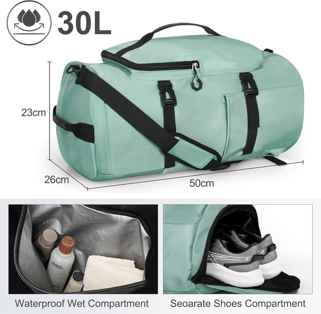 45L Sporttasche Damen Herren, Gross Reisetasche mit Schuhfach und Nassfach Travel Duffle Bag mit Ruc