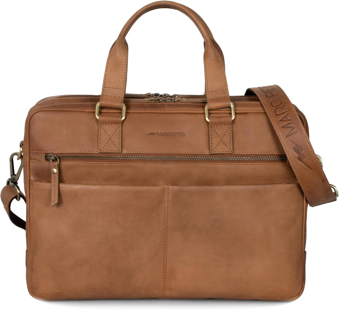 Marc Peter Laptoptasche Dallas I Leder Umhängetasche für 15.6 zoll Laptop I Aktentasche für Notebook
