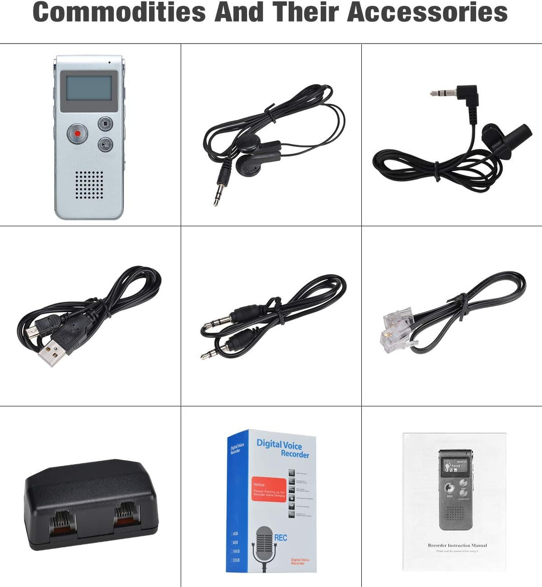 Lychee 8GB LCD Bildschirm Digitales Diktiergerät Aufnahmegerät Sprachaufnahme Audiorekorder Voice Re