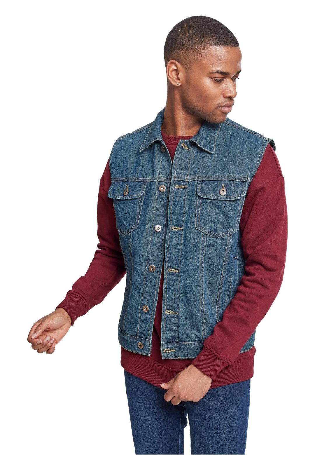 Urban Classics Herren Denim Vest, Männer Jeansweste, erhältlich in vielen verschiedenen Farben, Grös