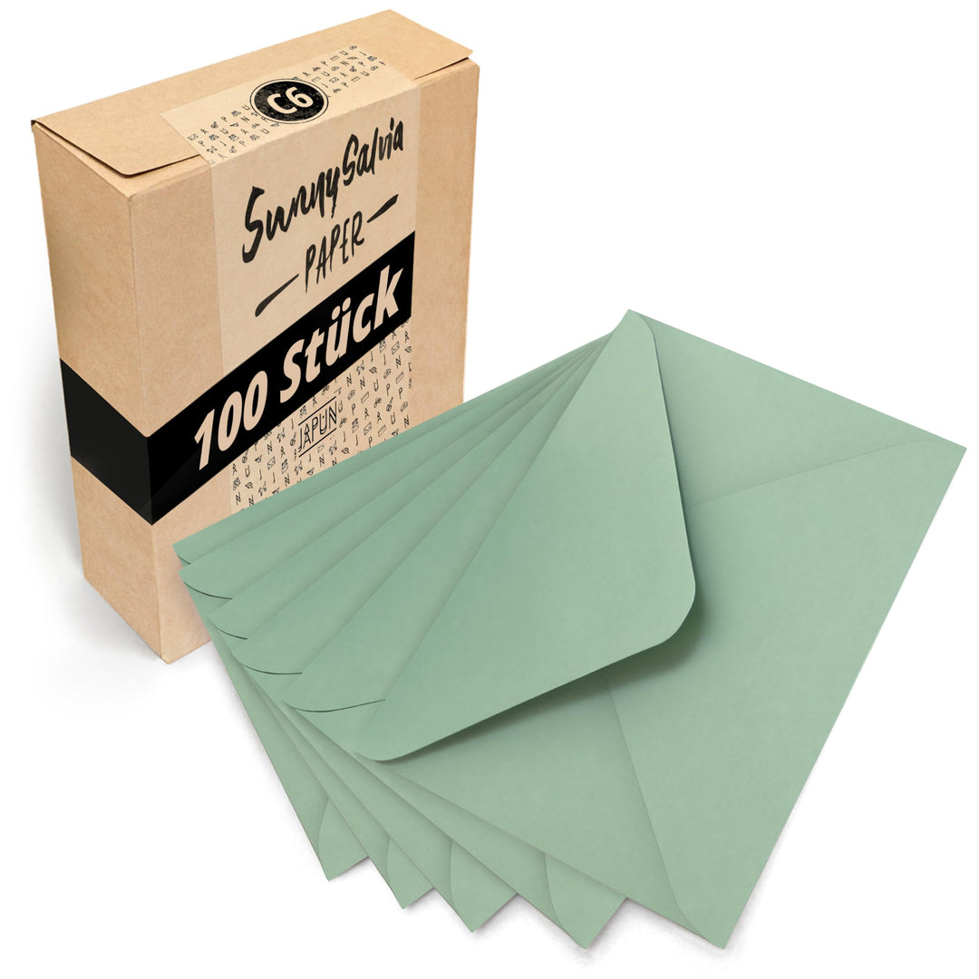 Japun – Briefumschläge (100 Stück) aus Papier, Kuvert, Umschlag ohne Fenster - DIN C6-162 x 114 mm -