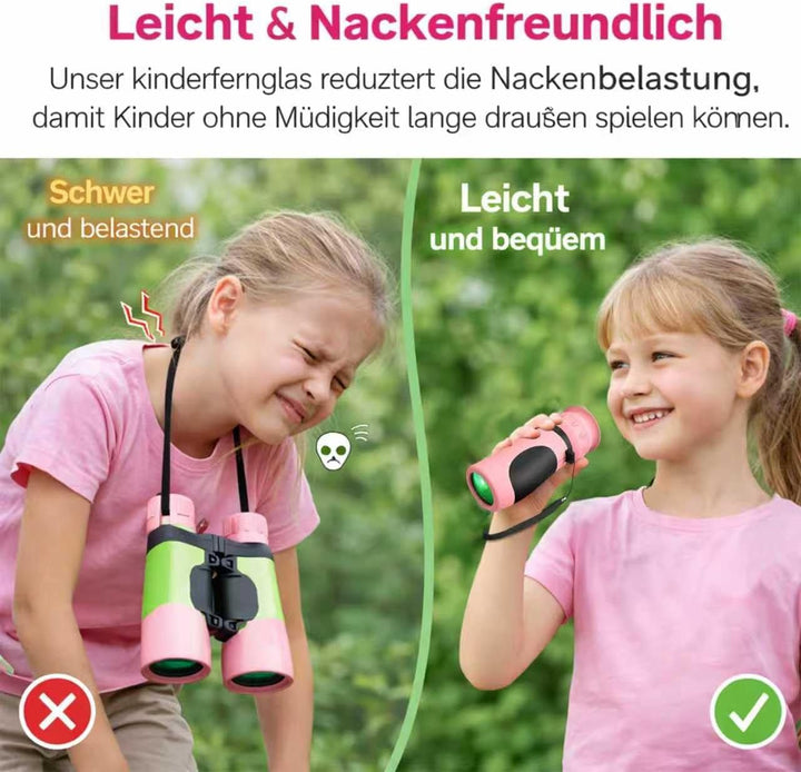 Raisand Rosa Fernrohr Kinder, Tragbares Monokulares Binoculars Mit Klarer Sicht, Fernglas Mit 8–12-F
