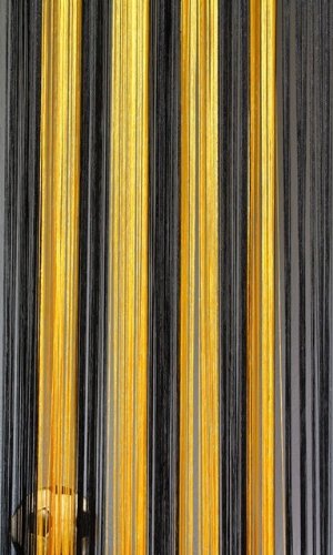 Kaikoon Fadenvorhang Schwarz-Gelb 150 cm x 300 cm (BxH) B1 schwer entflammbar Messebau & Events