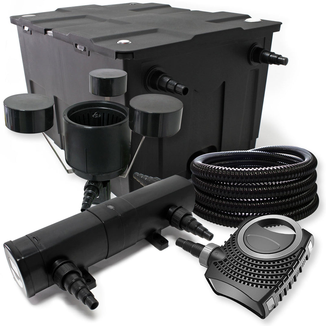 Wiltec Komplettset: CBF-550 Teichfilter bis 60000 L Teichfilteranlage Durchlauffilter, NEO10000 Teic