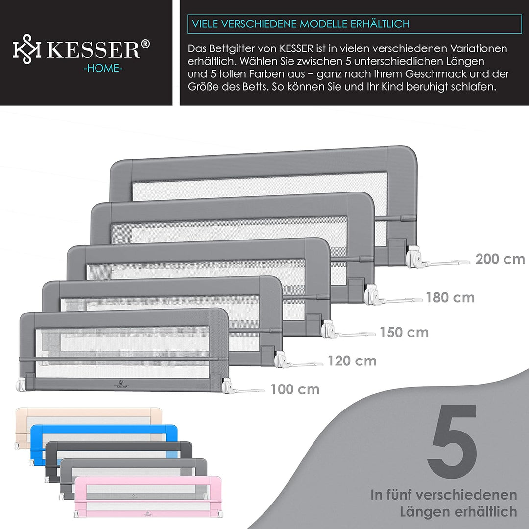 KESSER® Bettgitter 100 cm Bettschutzgitter Kinderbettgitter für Kinder Babybettgitter Klappbar, Trag