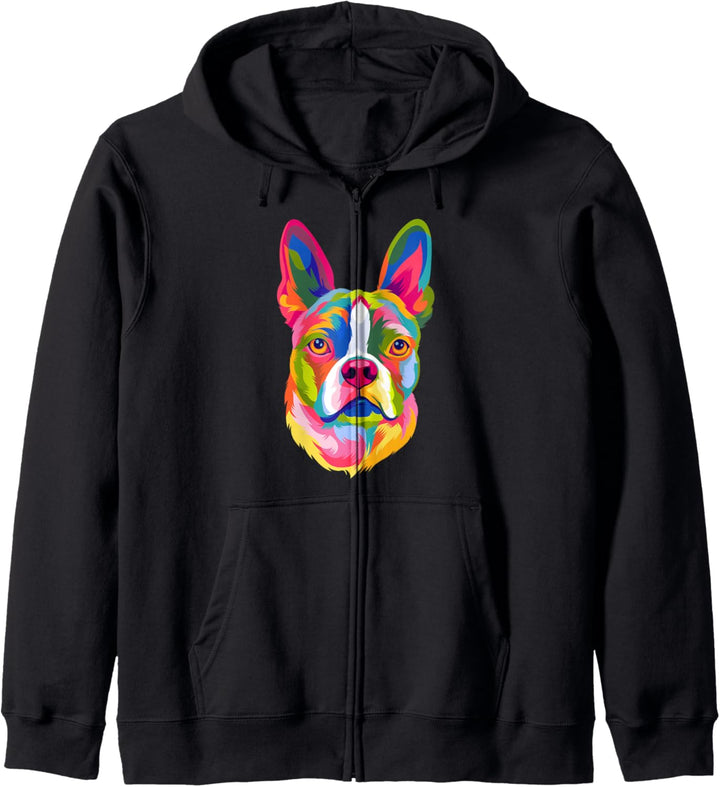Pop Art Boston Terrier Frauen Männer Kinder Hund Kapuzenjacke